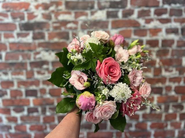 Bouquet rond rose et blanc